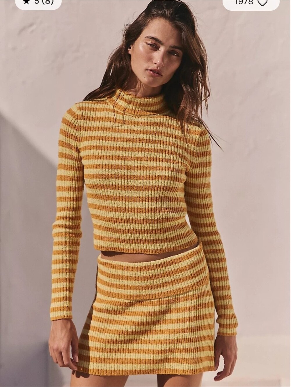NWT Free People free-est Rib Knit 2 Piece Set Sunflower Combo Striped Size Small